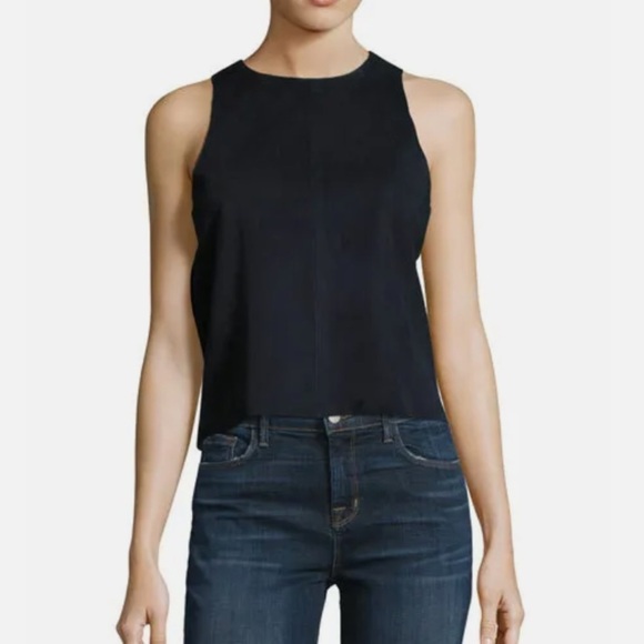 J Brand Trevia Suede Black Iris Navy Tank - Picture 1 of 9